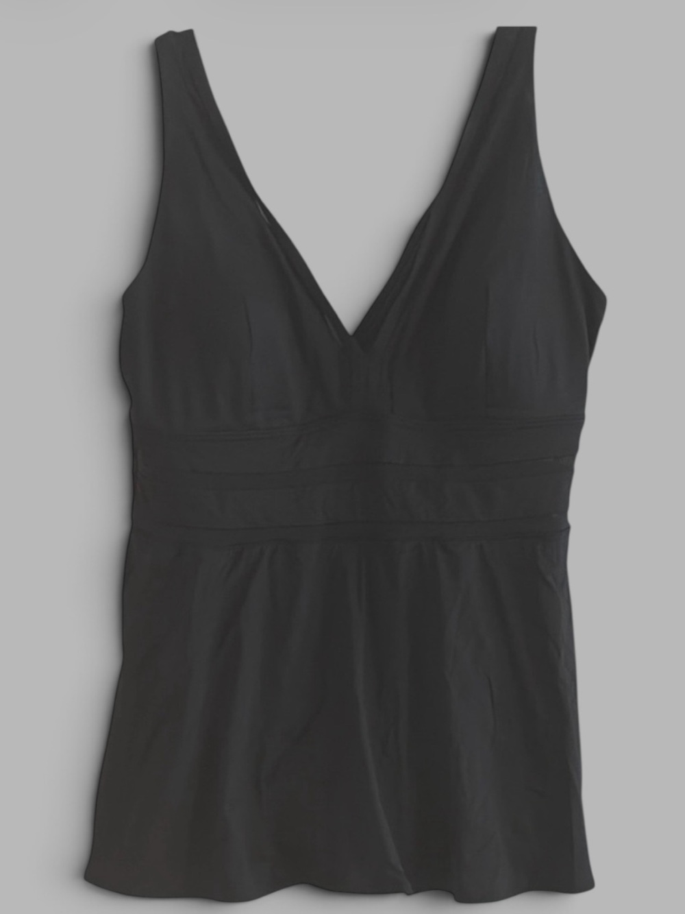 Lands' End Black Double V-Neck Mesh Swim Dress Plus 20W SlenderSuit SwimSuit